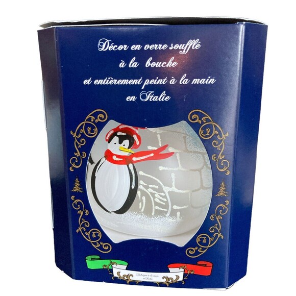 Mouth Blown Glass Ornament Hand Painted in Italy Gilardoni Fausto Penguins - Picture 3 of 4